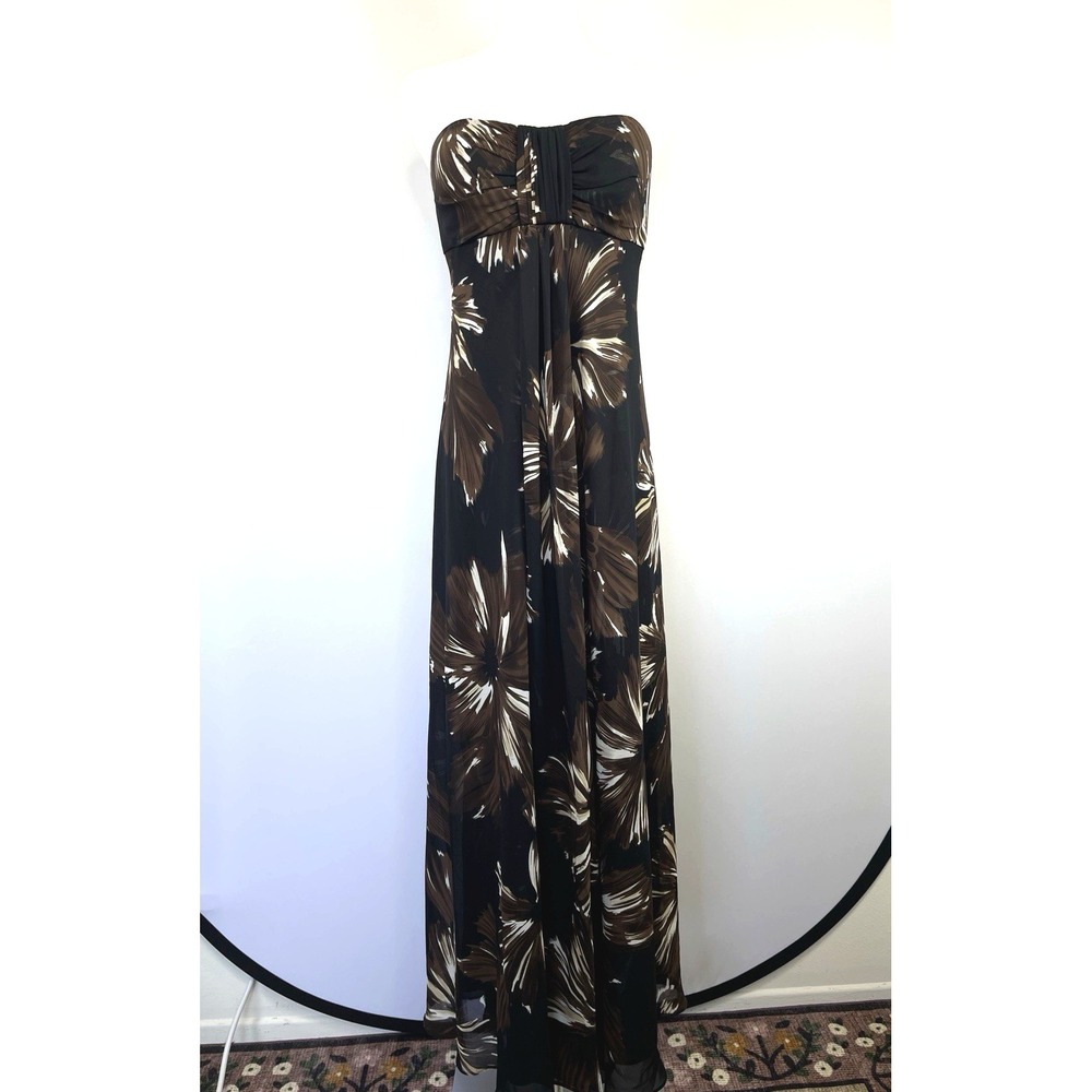 White House | Black Market Womens Boho Strapless Floral Maxi Dress Size 4 Resort